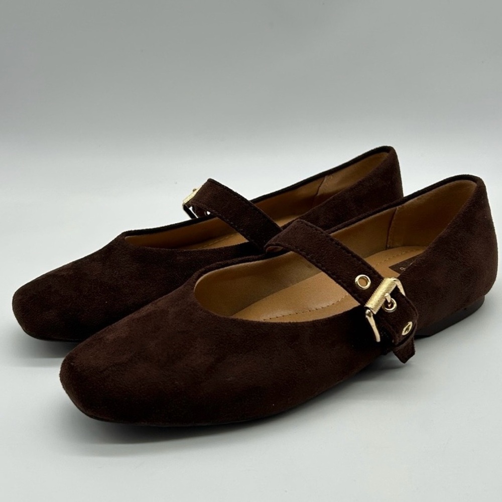 DV Dolce Vita Women's Brown Suede Mulaney Buckle Mary Jane Flats Size 6.5 - Picture 4 of 4